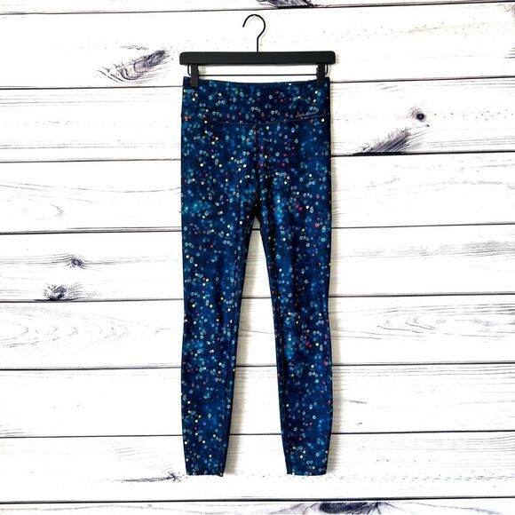 Eddie Bauer Blue Multicolor Dot Patterned Athletic Leggings - Picture 1 of 7